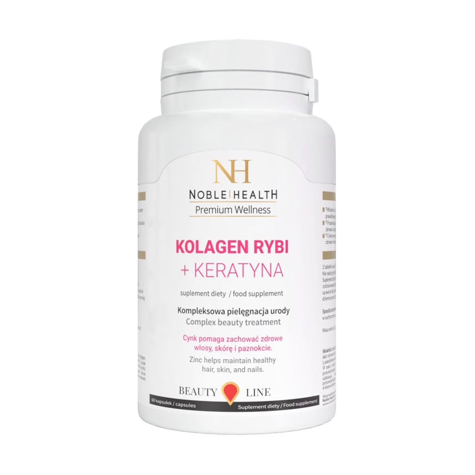 Уцінка! Комплекс для догляду за волоссям, шкірою та нігтями Noble Health Collagen + Ceratin Колаген + кератин, 60 капсул